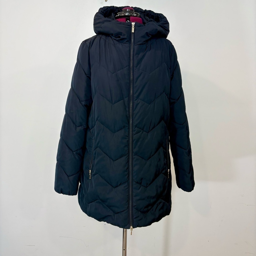 Geox Respira Women's Black Hooded Puffer Jacket sz 10